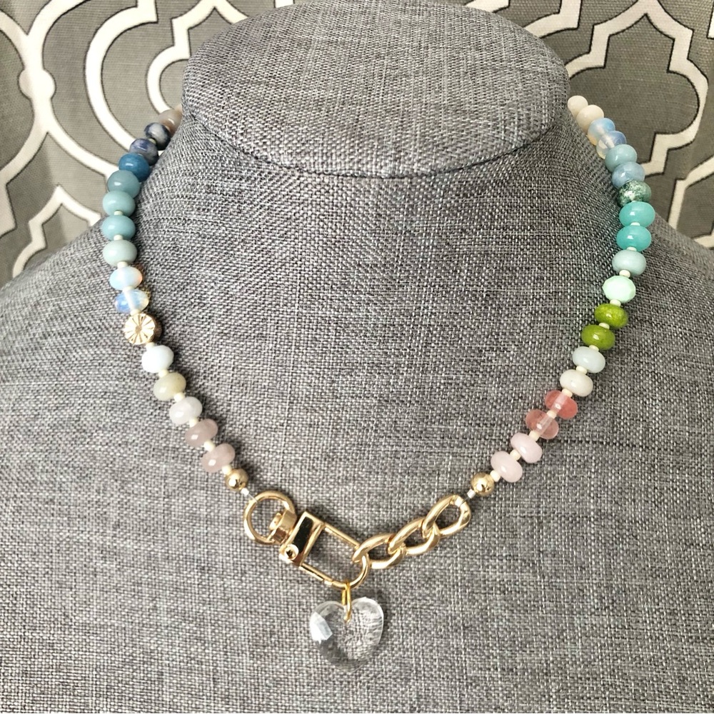 Modern Stone Necklace with Charm - Picture 12 of 12